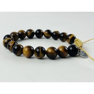 Natural Gemstone Tiger’s Eye Bracelet Healing Beads Adjustable JADENOVA Tassel P